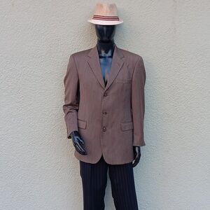 Tommy Hilfiger Men's Vintage Brown Pure Wool Luxury Blazer